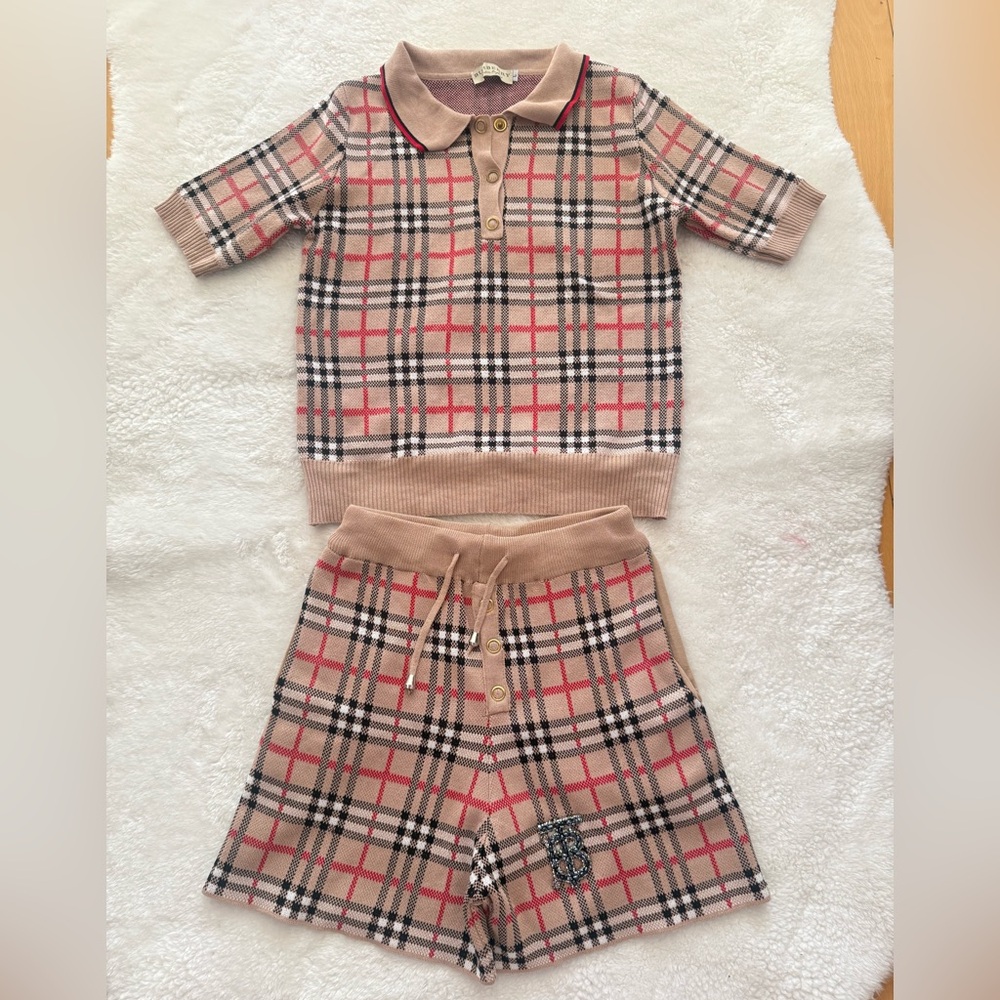 Plaid Short Sleeve Polo and Shorts Set